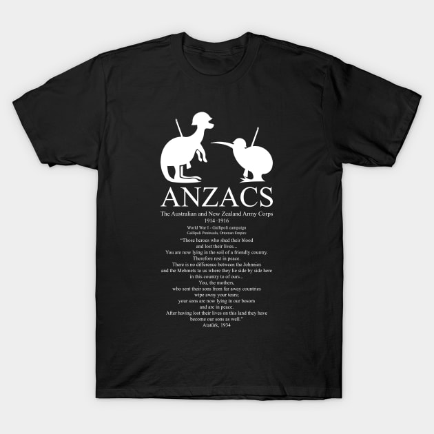 ANZAC Australian and New Zealand Army Corps 1A - Gallipoli Campaign T-Shirt by FOGSJ